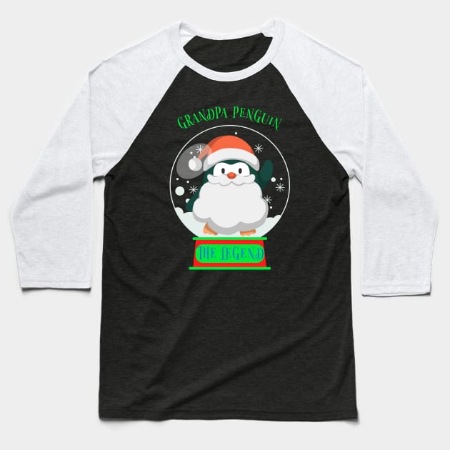 Matching Christmas Family, Grandpa Penguin Baseball T-Shirt by Feminist Foodie